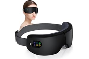 ZZR SEVEN Eye Massager, Eye Mask with 7 Massage Modes, Birthday Gifts for Women, Men, Friend, Mom and Dad, Sleep Mask for Relax, Migraine Relief, Reduce Strain, Improve Sleep, Black