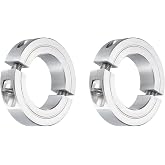 uxcell 2pcs Double Split Clamp-On Shaft Collar 1-1/4" Shaft, Aluminum Alloy | Two-Piece Clamping Collar, 2-1/16" OD, 1/2" Thickness, Set Screw Split Clamp