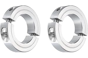 uxcell 2pcs Double Split Clamp-On Shaft Collar for 1-1/4" Shaft, Two-Piece Clamping Collar, 2-1/16" OD, 1/2" Thickness, Alumi