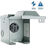 BougeRV Nema 14-50 RV Power Outlet Box, 50 Amp Outdoor Rated, Receptacle, Enclosed Lockable Weatherproof Outdoor Electrical N