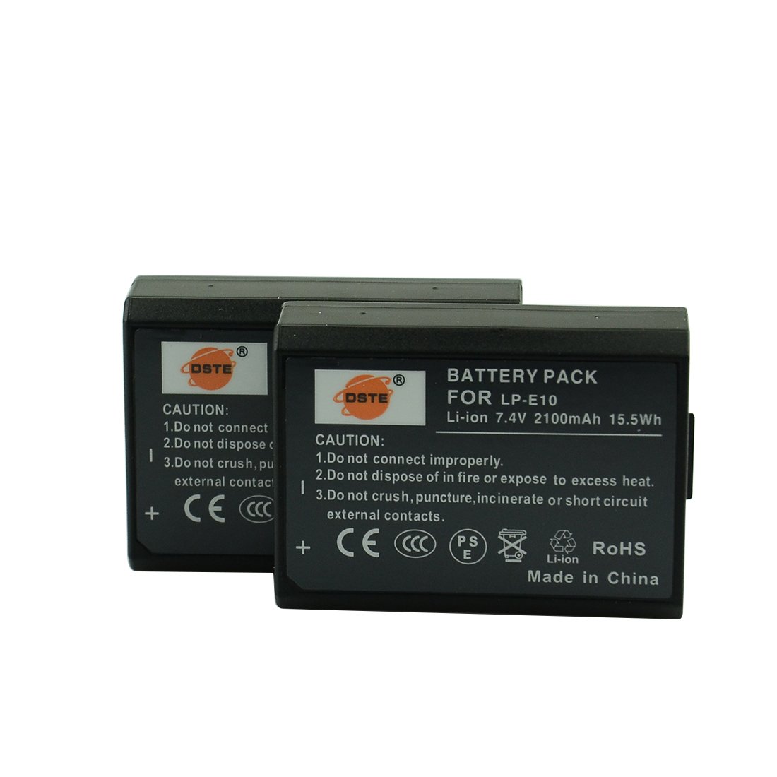 DSTE 2-Pack Replacement Battery Compatible with Canon LP-E10 EOS 1100D 1200D 1300D Kiss X50 X70 Rebel T3 T5 Camera