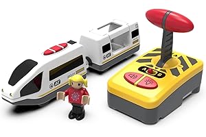 Z MAYABBO Wooden Train Set Accessories Battery Operated Locomotive Trains, Remote Control Train Vehicles for Wood Tracks, Powerful Engine Trains Cars Fits All Major Brands of Railway System
