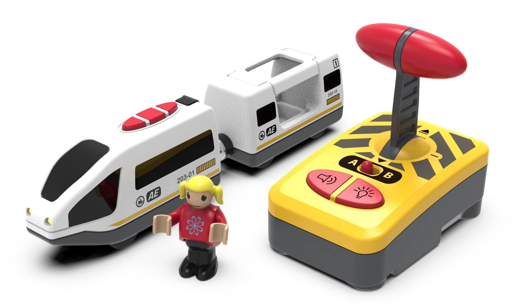 Z MAYABBO Wooden Train Set Accessories Battery Operated Locomotive Trains, Remote Control Train Vehicles for Wood Tracks, Powerful Engine Trains Cars Fits All Major Brands of Railway System