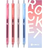 Kaco ROCKET Gel Pens 4PCS 0.5mm Black Ink Sunset Beach Series Quick Drying | No Ink Skipping or Clogging Dual-tip for Smooth Writing Comfortable Grip