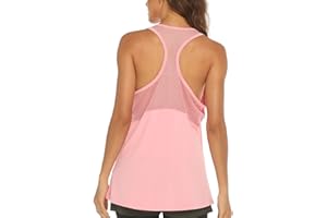 MOVEUP Basic Shirts for Women Crop Tops Summer Tanks Solid Color Back Eyelet O-Neck Sleeveless Cami Blouse Pink Medium