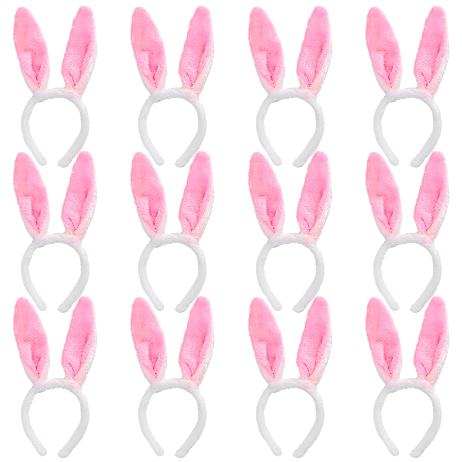 Max Fun 12PCS Easter Bunny Ears Headbands Plush Easter Rabbit Ear Hairband Holiday Party Costume Accessory for Holiday Kid's Easter Birthday Halloween Party Favors