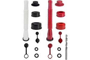 Beiskll Gas Can Spout Replacement Kit, Flexible Nozzle for 1/2/5/10 Gal Cans, 2 Pack (white+red)