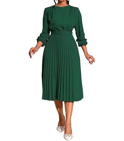 semi casual dress for ladies Elainone Women Pleated Short Sleeve Formal Business Dress Wedding Guest Pleated Dresses Black S : Clothing, Shoes & Jewelry women in short dresses