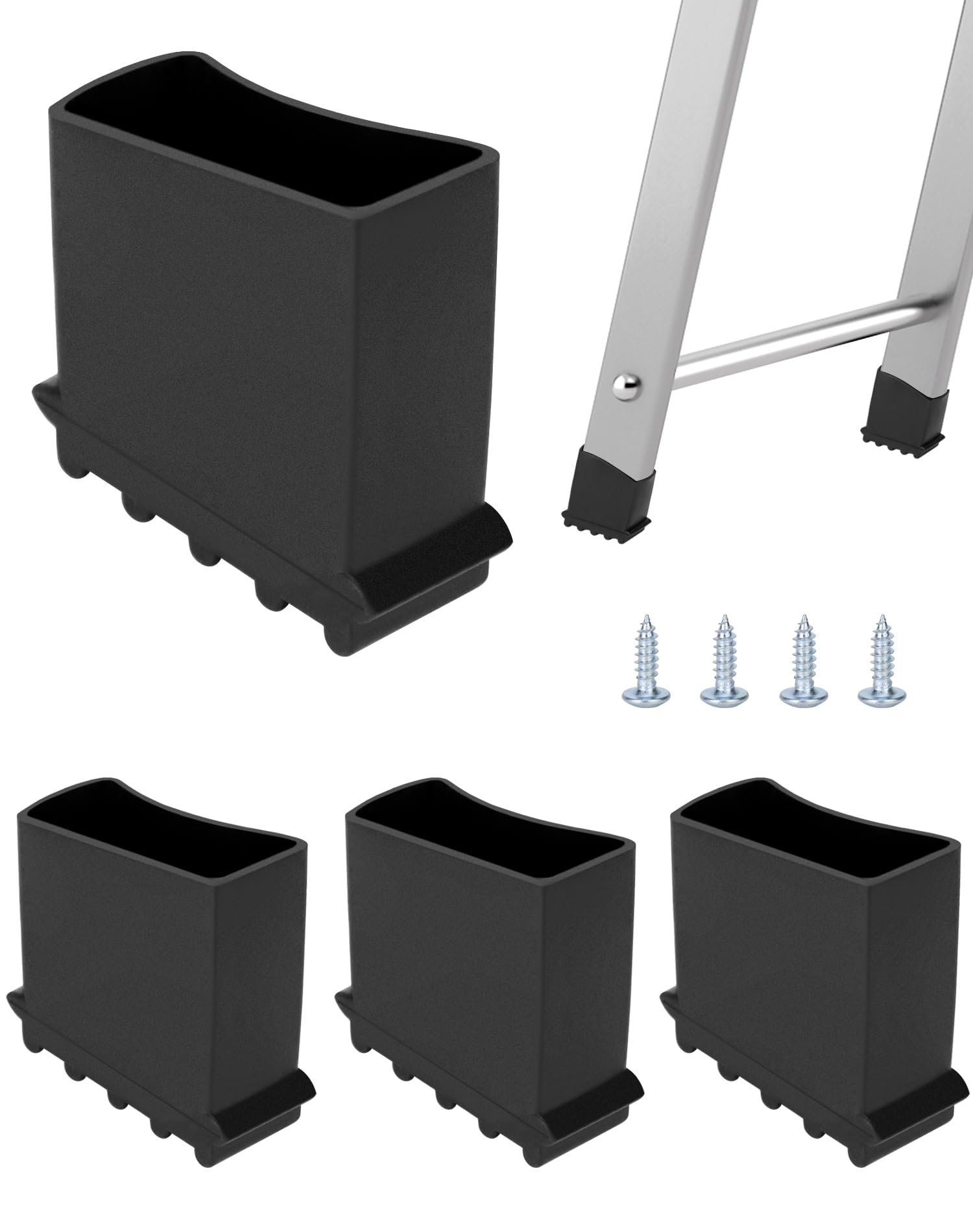 QWORK® 4pcs Ladder Rubber Feet Stabiliser, 25x50 mm Non-Slip Rubber Cover for Step Ladders