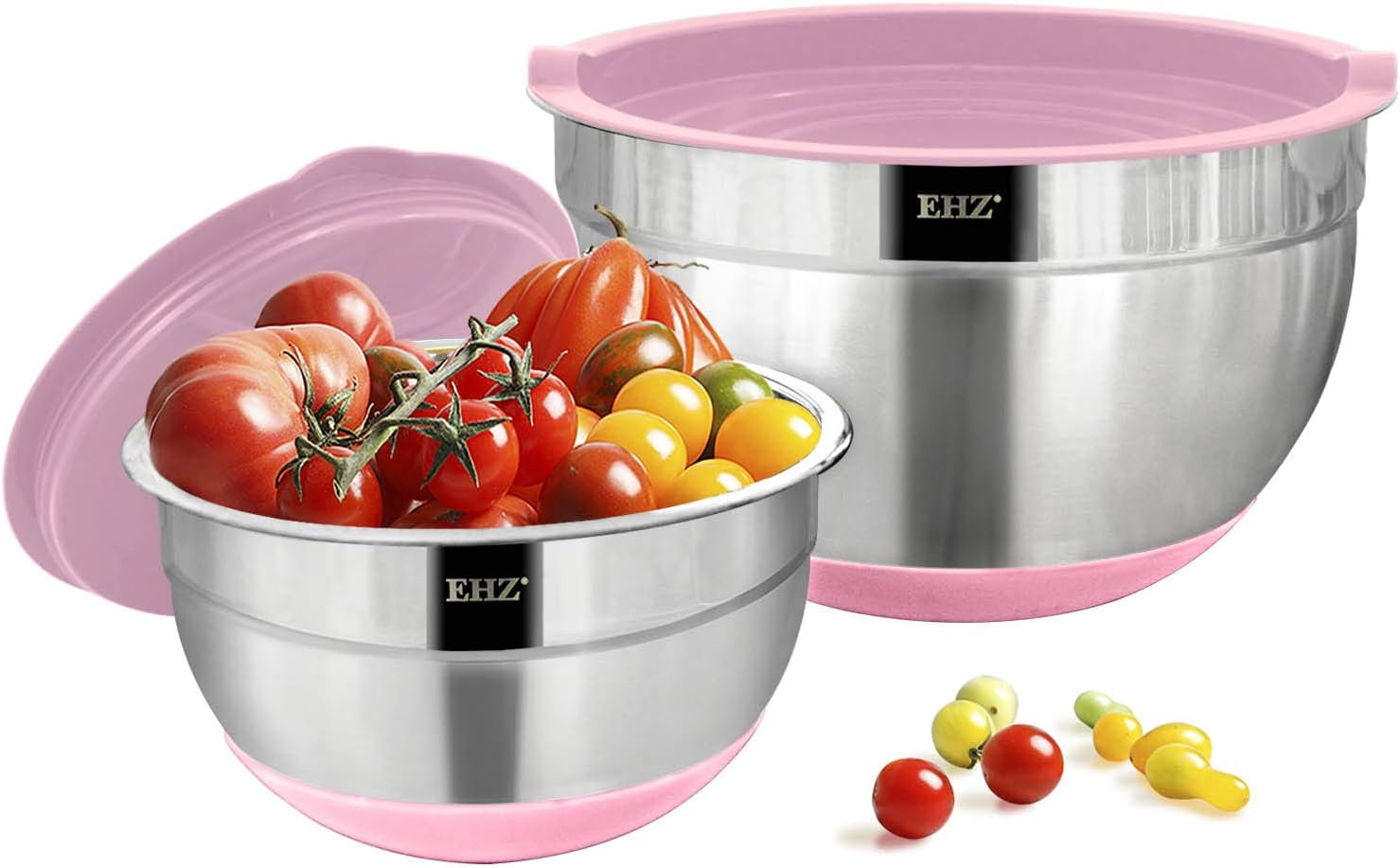EHZ Mixing Bowls Stainless Steel Prep Salad Bowl Set with Lids 1/4 QT