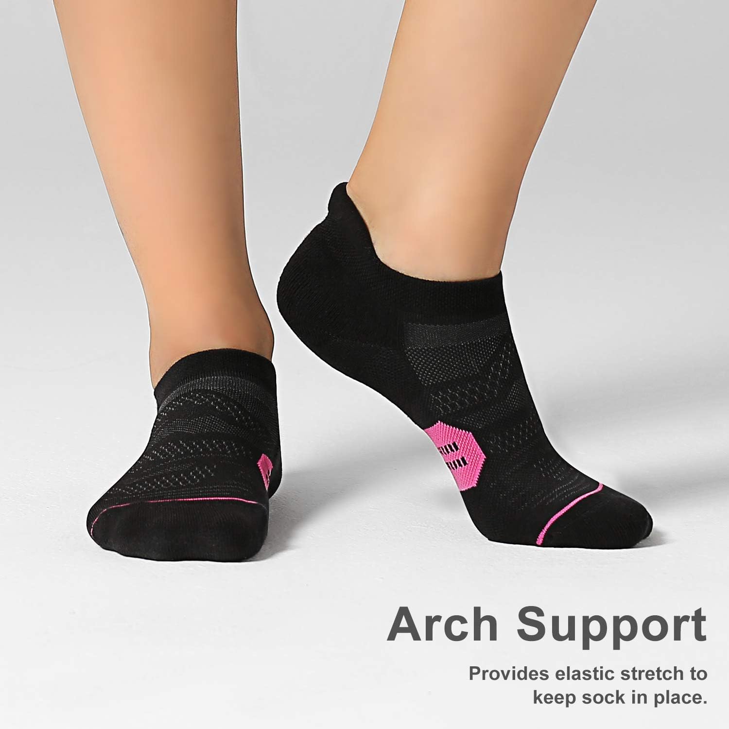 CelerSport 6 Pack Women's Ankle Running Socks Cushioned Low Cut Tab Athletic Socks: Clothing