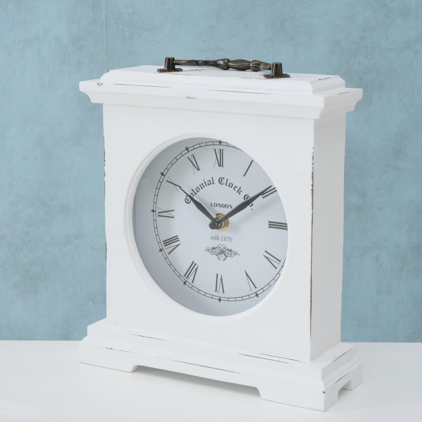mucHome Betty Table Clock Height 24 cm Analogue Clock with Roman Numerals White