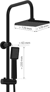 EISL Easy Energy Shower Set Black 2-in-1 Rain & Hand Shower Retrofit Mounting view 5