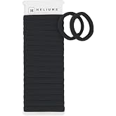 Heliums Soft Hair Ties - No Damage Seamless Nylon Fabric Bands, Stretchy Ponytail Holders for Thin &amp; Thick Hair - Standard 1.5 Inch, Black, 20 Pack