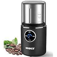 Electric Coffee Grinder for Beans, Stainless Steel Grinder Mill for Nut Spice Meat Grain USB Rechargeable Coffee Grinder…
