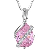 YL Teardrop Necklace 925 Sterling Silver Infinity Pendant 10x14 MM Birthstone Jewelry for Women