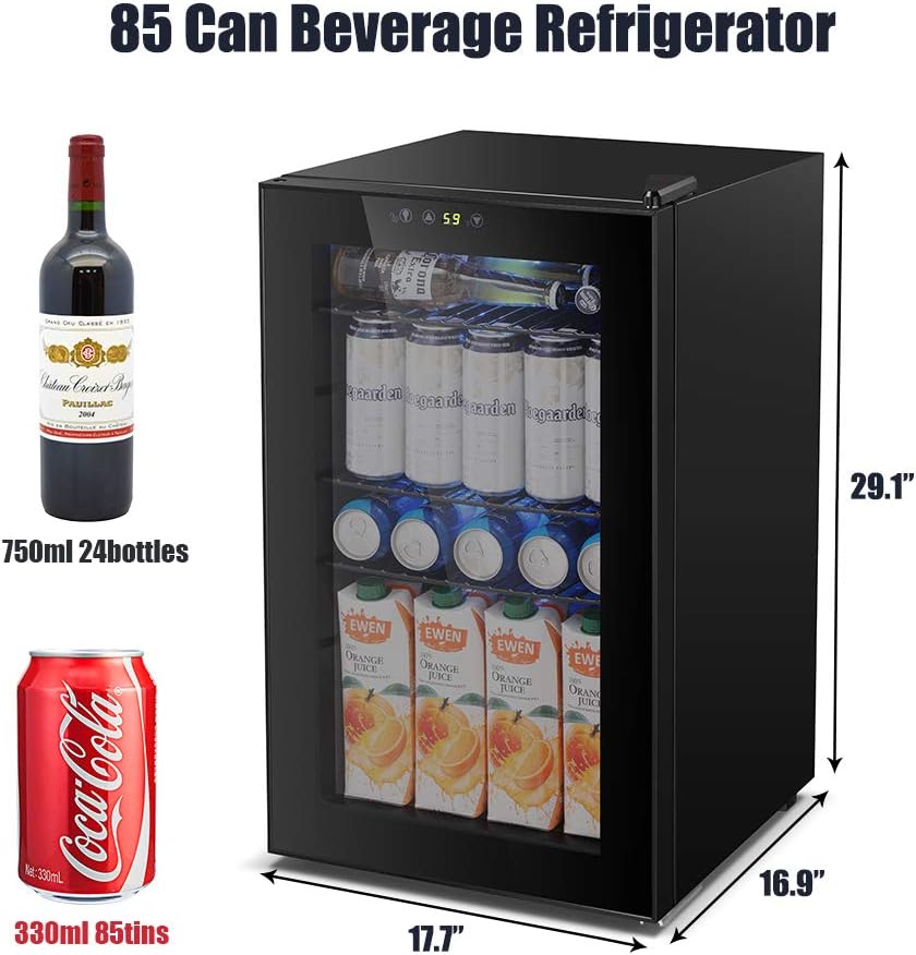 Gray Kismile 85 Can Beverage Refrigerator Cooler 2 9 Cu Ft Mini Fridge With Lcd Temperature Control For Soda Beer Or Wine Drink Cooler Dispenser Countertop Refrigerator For Home Office Or Bar Small Appliances Beverage Refrigerators