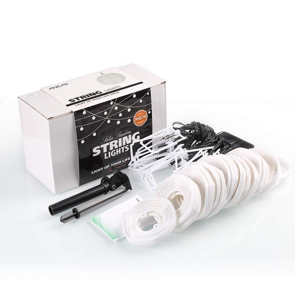 ANEAR Solar Lichterkette Lampions Außen 20er LED 3+1.5 Meter Wasserdicht Beleuchtung für Garten, Balkon, Party