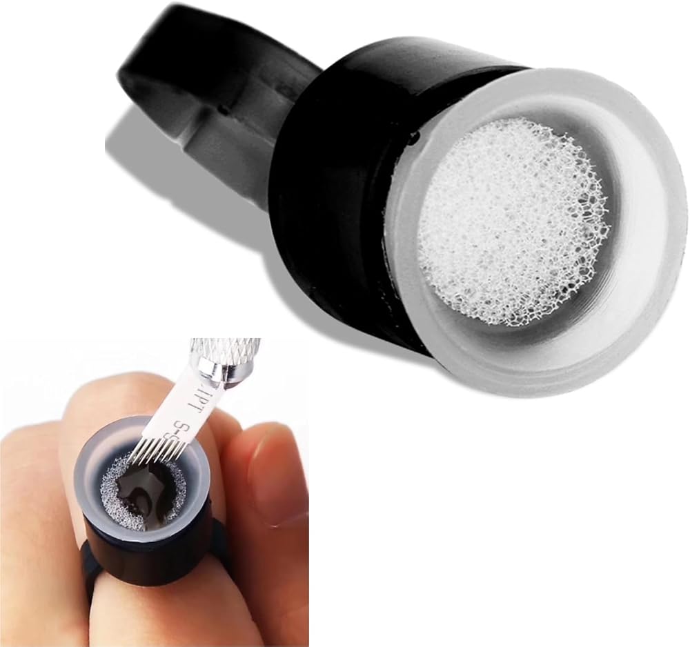 Salmue Tattoo Ink Ring Cups with Sponge Pigment Holder - 100 Black