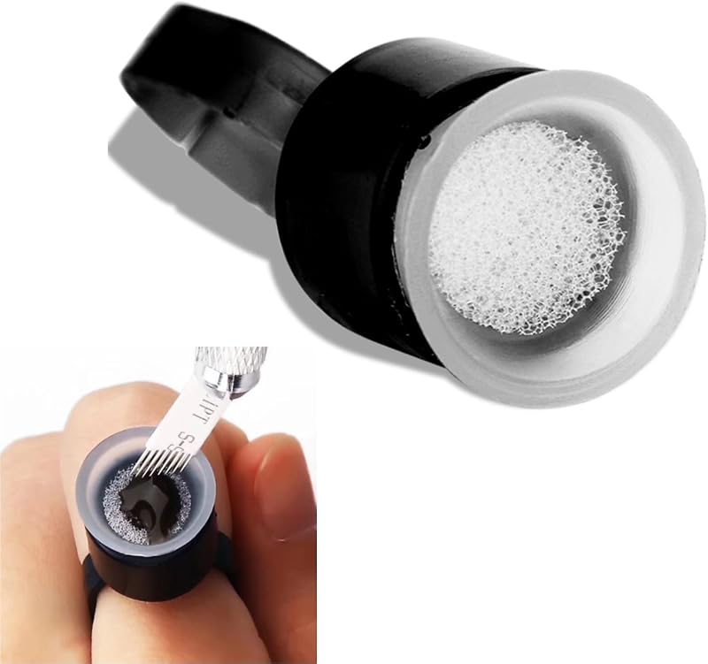 Salmue Tattoo Ink Ring Cups with Sponge Pigment Holder - 100 Black