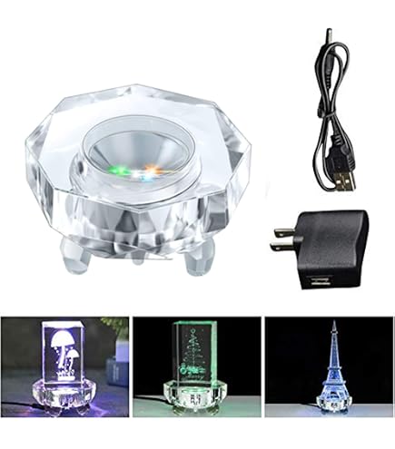 Led Stand PATIKIL Crystal LED Light Base, 2 Set 2.99″ Dia Octagon 7 ...