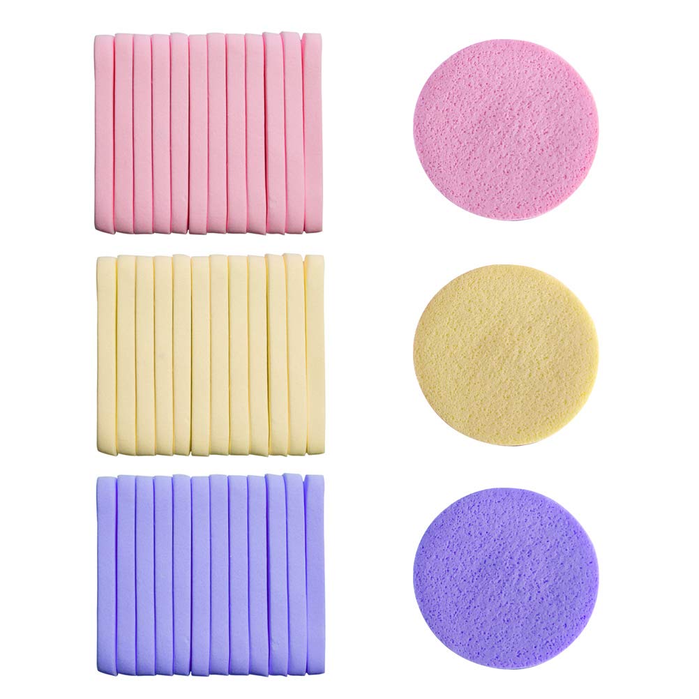 ZHIYE 36 Pcs Compressed Face Cleansing Sponges - Facial Washing Sponges for Makeup Removal & Exfoliating SPA Massage