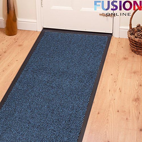 Fusion Online HEAVY DUTY NON SLIP RUBBER BARRIER MAT LARGE & SMALL RUGS BACK DOOR HALL KITCHEN (90 x 150 cm, Navy)