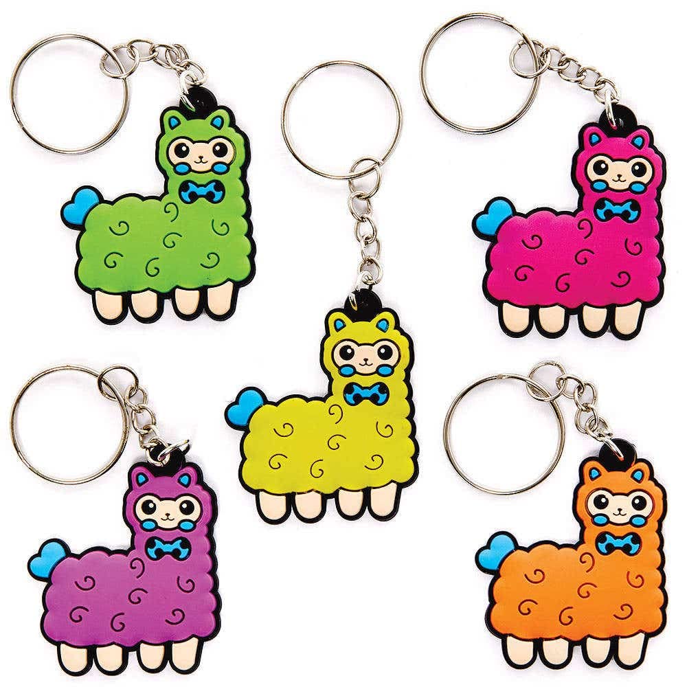 Baker Ross FC949 Llama Keyrings - Pack of 10, Kids Party Bag Fillers, Kids Key Chain, Toys for Kids