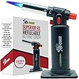 Jo Chef Butane Torch Lighter - 2,370°F Refillable Kitchen Torch, Adjustable Flame Lighter Gun With Safety Lock for BBQ, Baking, Brulee Creme, DIY, Crafts and Soldering + FREE eBook (Black)