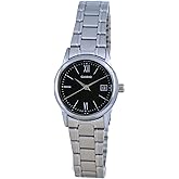 Casio LTP-V002D-1B3 Women's Standard Stainless Steel Roman Accented Black Dial Date Watch