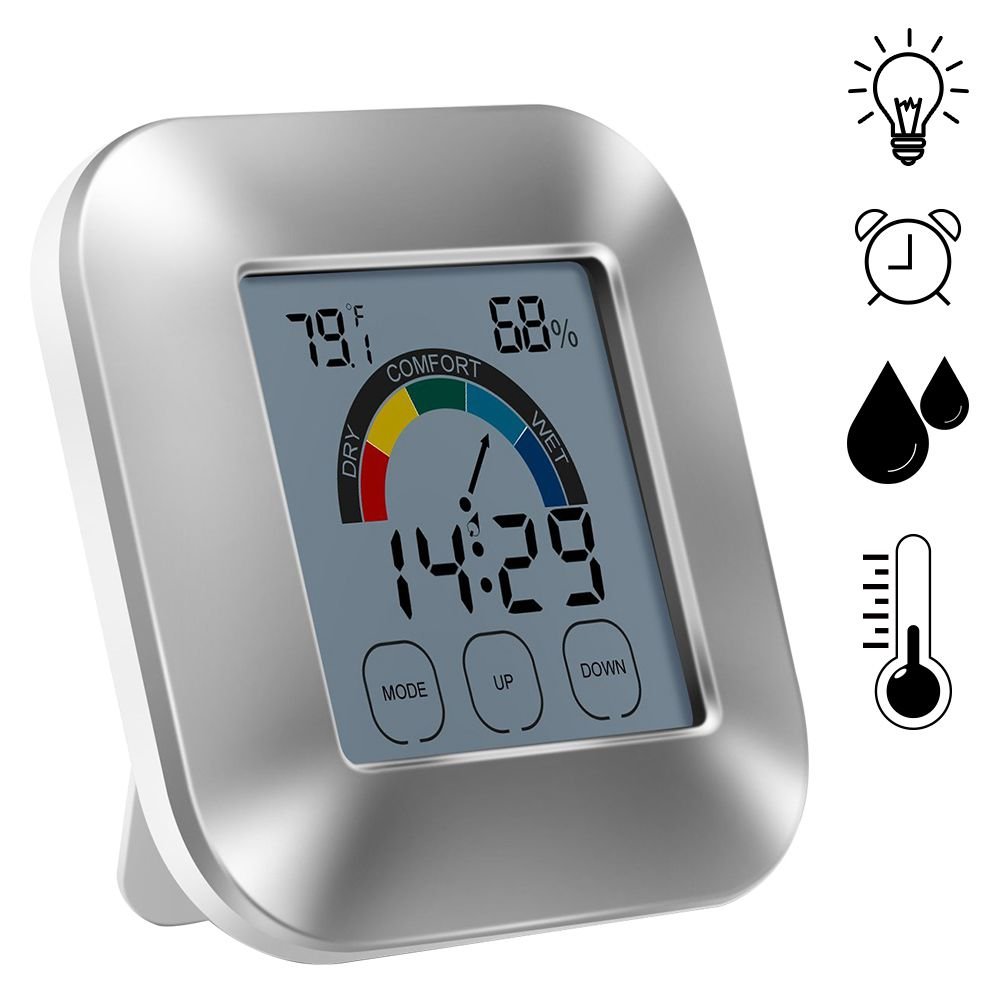 SODIAL Indoor Thermometer Luftfeuchtigkeit Monitor mit Touchscreen