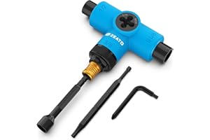 Zeato All-in-One Skate Tools Multi-Function Portable Skateboard T Tool Accessory with T-Type Allen Key and L-Type Phillips He