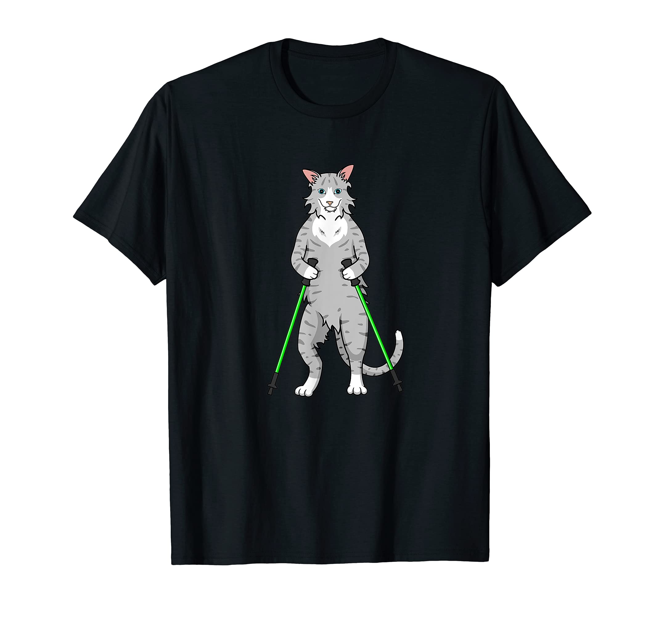 Nordic Walking Cat - funny pet T-Shirt