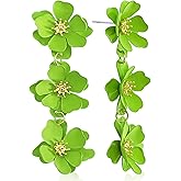 Elegant Bohemian Matte Tiered Triple Flower Dangle Drop Earrings Chic Charm Cute Long Floral Stud Earrings for Women Statement Jewelry Gifts