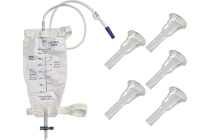 PLCEO Male Urine Leg Bag Collector,5-Condom Catheters Self-Seal 35mm (Intermediate), Premium Leg Bag 750ml 30 Inch PVC Extension Tubing, Tubing Straps & Fast and Easy Draining