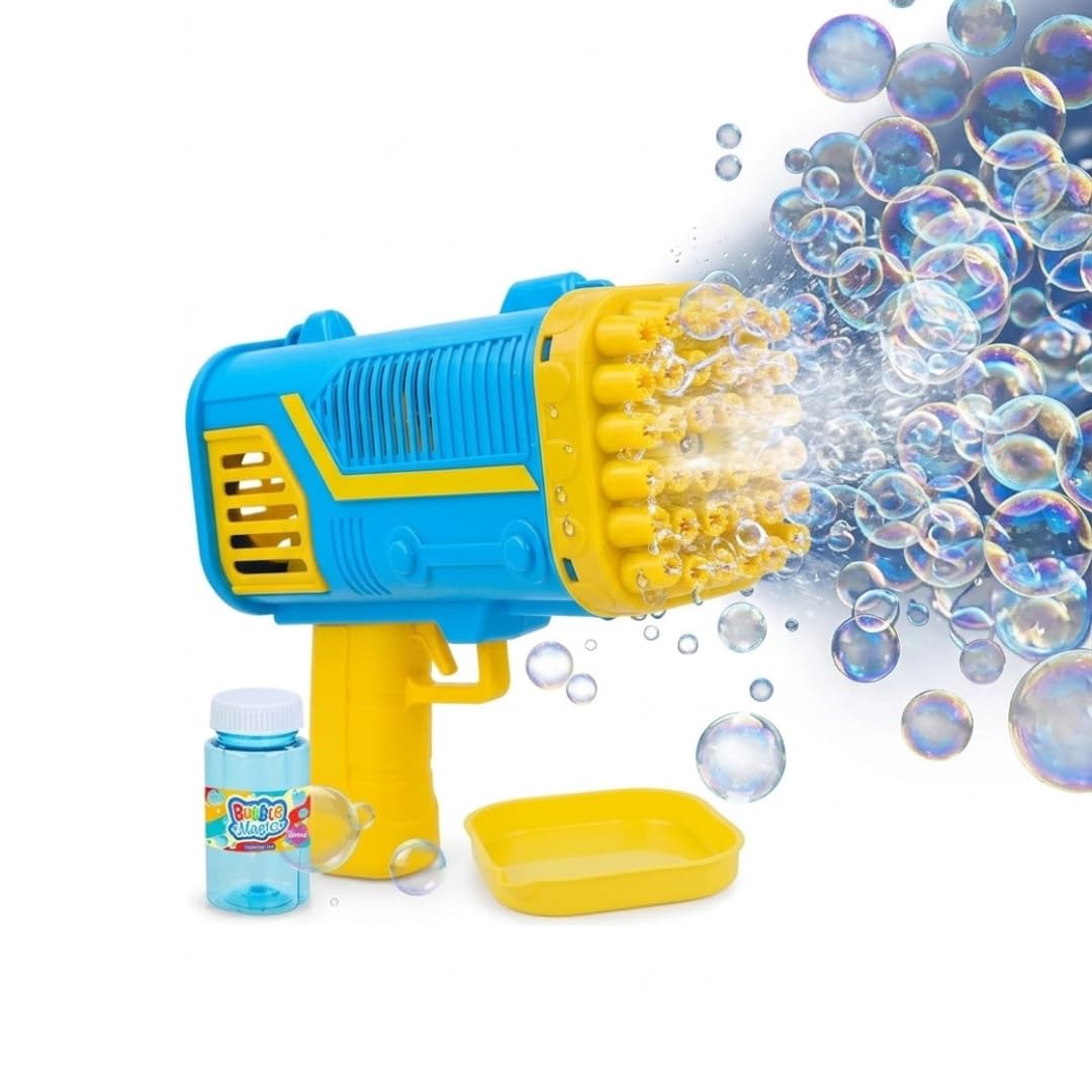 TC TOYS - 36-Hole Bubble Gun Blaster for Kids - Battery Operated High Capacity Bubble Machine with 50ml Solution & Dipping Dish - Fun Outdoor Summer Garden Toy & Party Favour for Boys & Girls