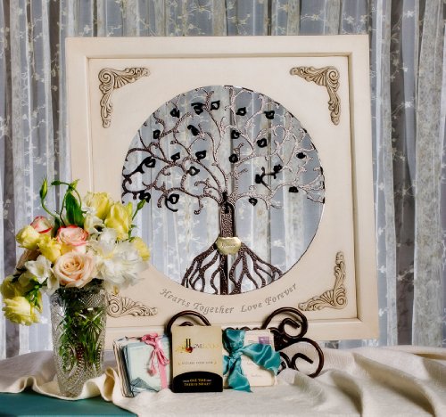 LoveLocks Tree of Life Wall Decor with Love Lock Padlock (Ivory)