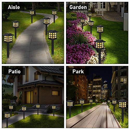 Molbory Solar Pathway Lights Outdoor, 6 Pack Solar Garden Lights Outdoor, Waterproof Solar Powered Garden Lights Landscape for Garden Patio Yard Landscape Pathway and Driveway (Warm White)