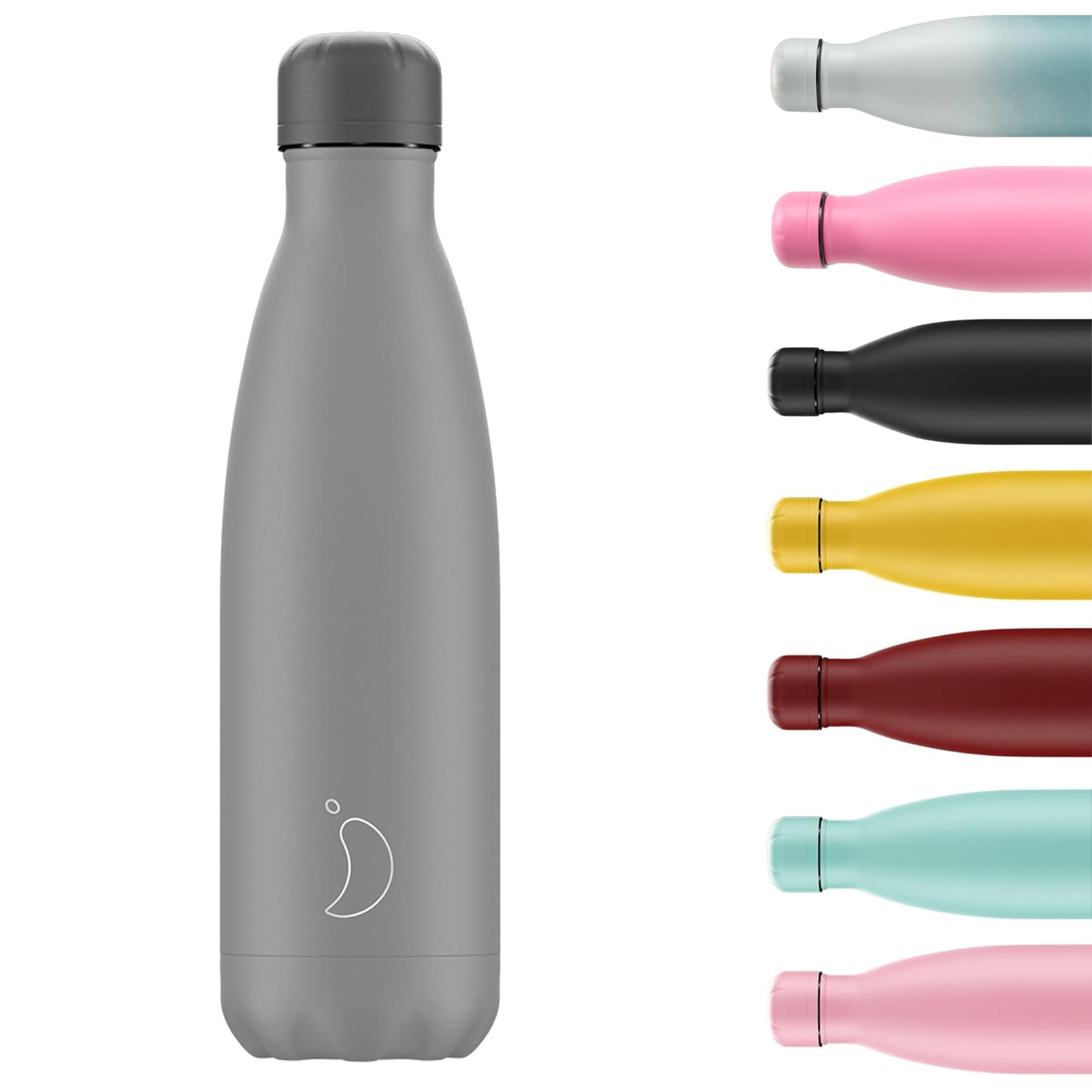 Chilly's Original Water Bottle - Vacuum Insulated Stainless Steel Water Bottle, Reusable Thermal Flask for Hot & Cold Drinks - Leak Proof, No Sweat - All Grey, 500ml — image 1