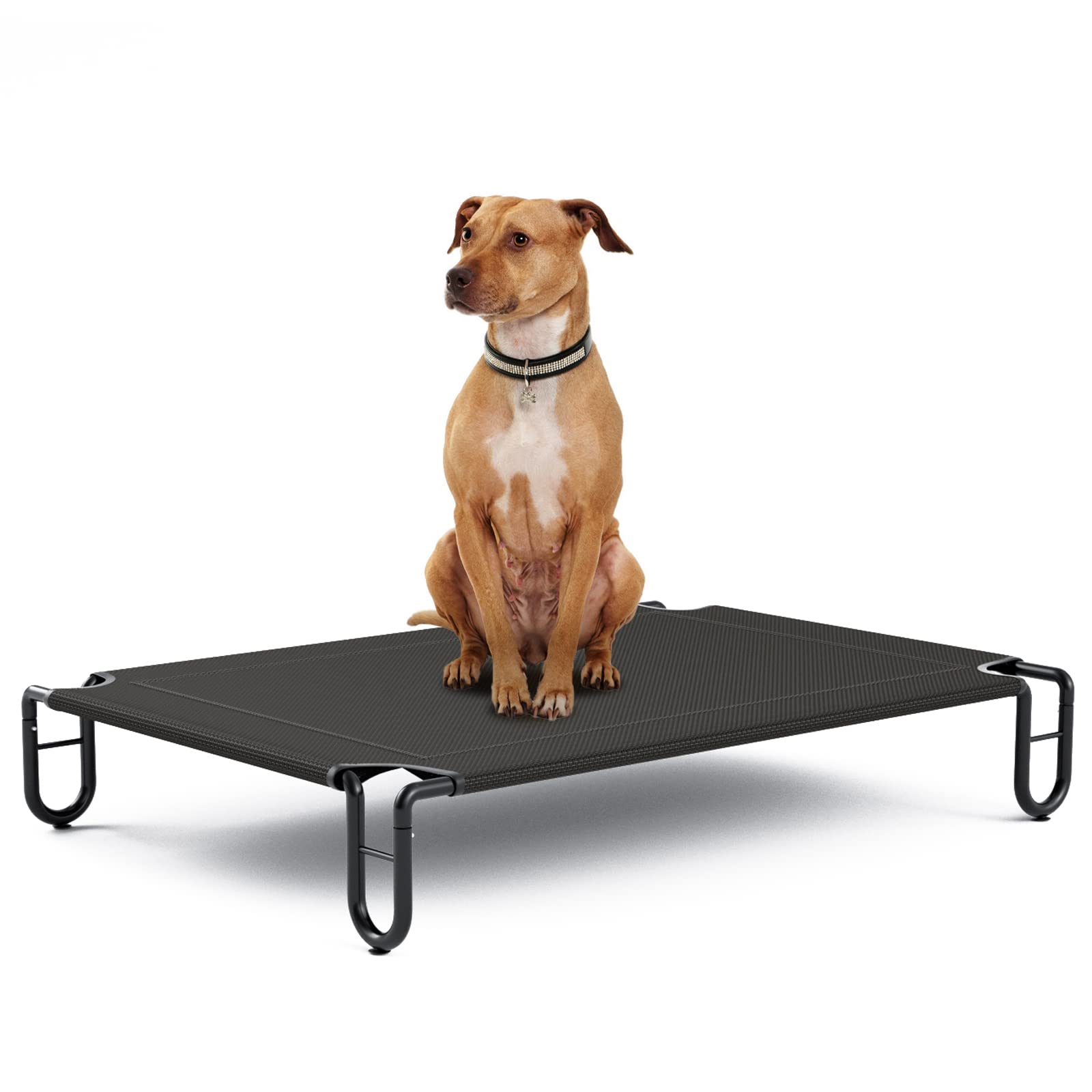 KORIMEFA Raised Dog Bed Portable Elevated Cooling Dog Bed with Waterproof Mesh for Dogs Cats Chew Resistant Indoor and Outdoor Use Dog Cot for Travel and Camping (L)