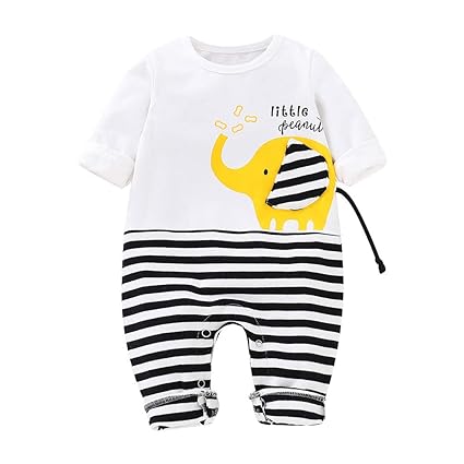 i-uend Baby 2019 New Jumpsuit - Neugeborenes Baby Boy Girl Cartoon Elefant gestreiften Strampler Jumpsuit Kleidung Outfits fü