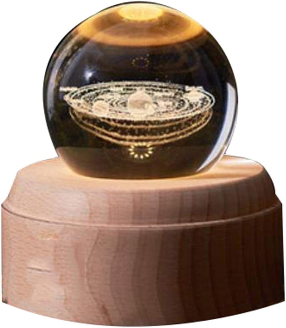 ZWRY Snow Globe Music Box Crystal Ball Snow Globe Glass Lights Universe
