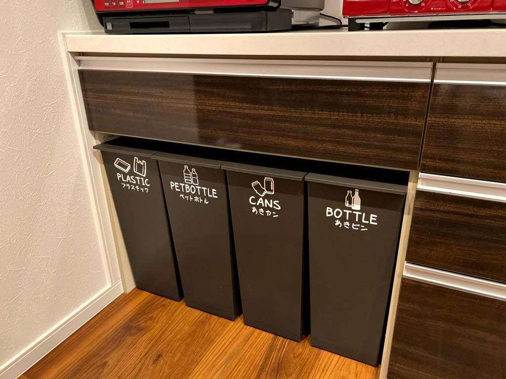 Amazon 貼っておしゃれに 12種類から選べるゴミ分別ステッカーシール ゴミラベル ゴミシール デザインb オレンジ 燃えるゴミ ゴミ箱用アクセサリ オンライン通販