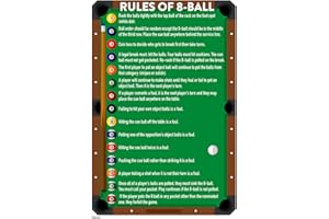 Rules of 8 Ball Pool Table Room Decor Art Print Poster - Billiards Game Room Wall Accessories Chart - Cool Pool Art 12x18