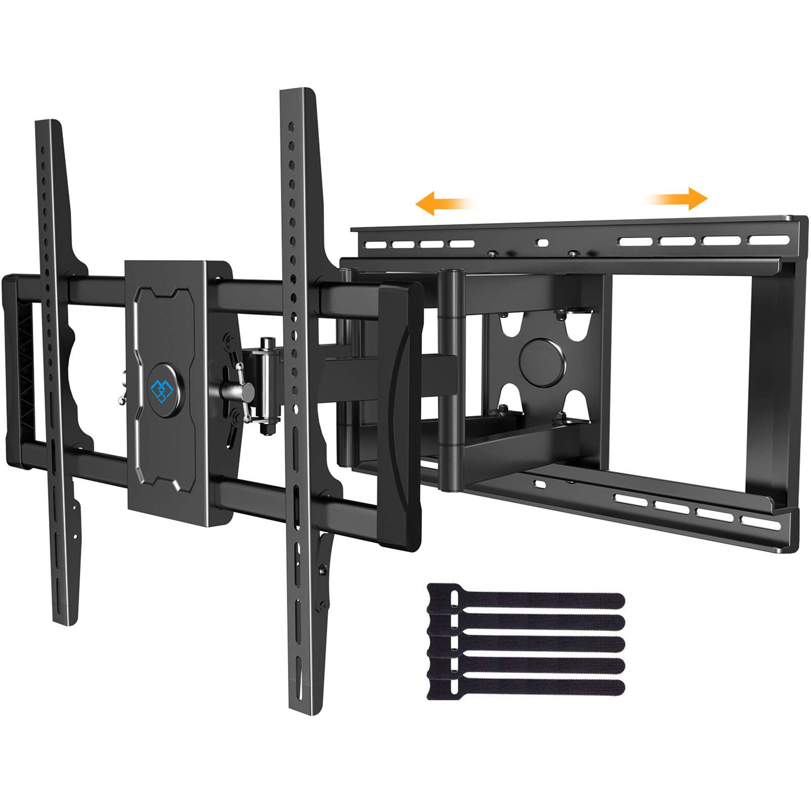 Full Motion TV Mount Sliding for TV Centering - Fits 37-75 Inch Flat Curved TVs up to 132 lbs, Max VESA 600x400mm - Universal TV Mount Fits 16-24 Studs or Spacing, Extends 23.82 Inch by PERLESMITH