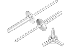 uxcell 50Pcs 5/32"x3/4" Aluminum Large Head Tri Grip Rivets, Large Flange Tri Grip Rivets for DIY, Sheet Metal, Automotive Re