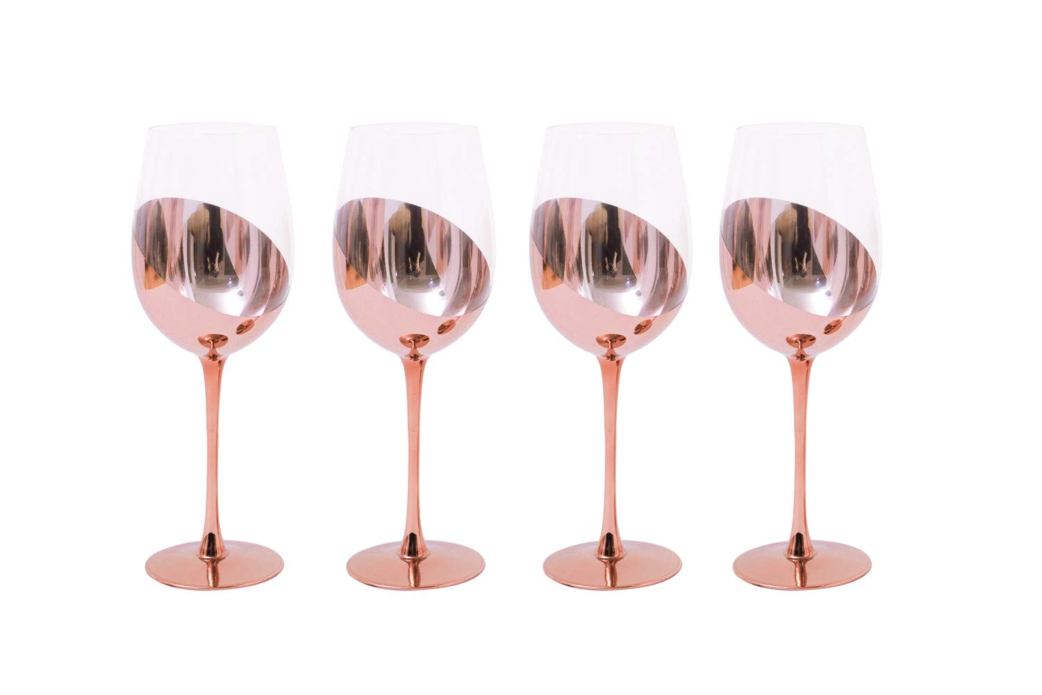 Red Wine Glass Wine & Bar Red Wine Glasses Copper-Toned Stemmed Wine Glasses with Metallic Plating 414ml Set of 4