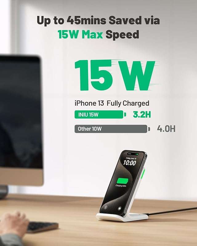Caricatore Wireless per iPhone, 15W Stazione di Ricarica Wireless