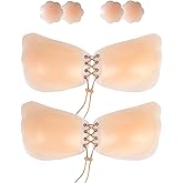 WEICHENS Breast Lift Adhesive Bra Invisible Strapless Sticky Push Up Bra Silicone Nipple Covers for Backless