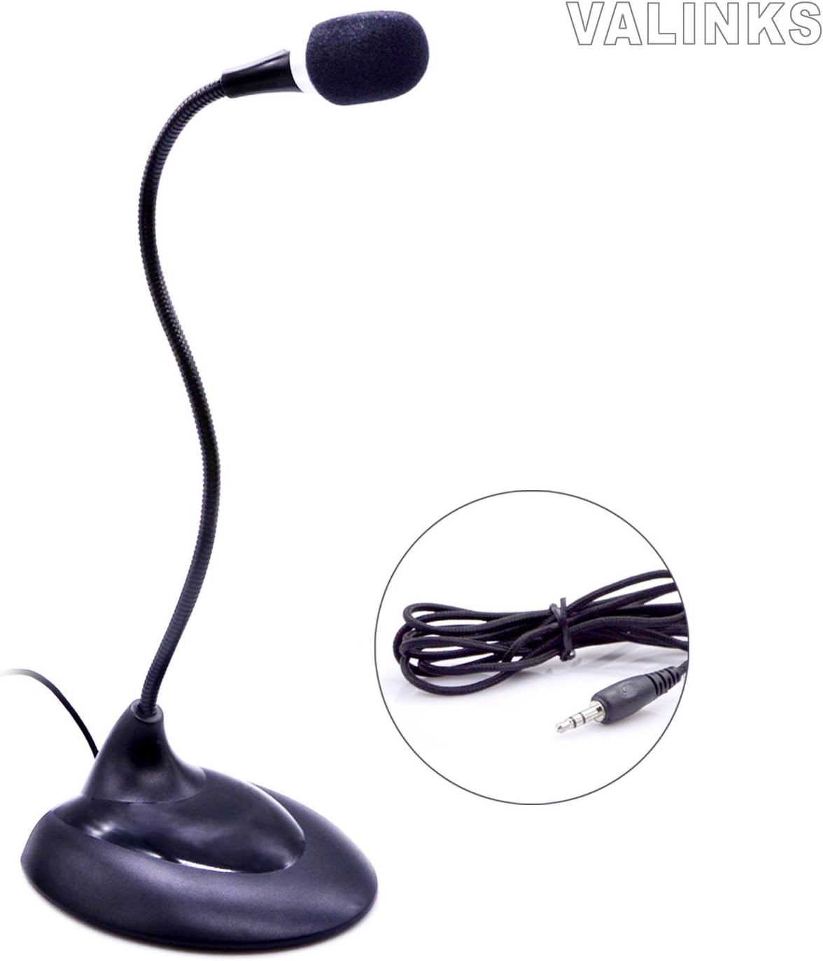 VAlinks® 3.5mm Stereo Plug Flexible Condenser Multimedia Microphone with Wide Stand and 2m Cable for PC Laptop Chatting, Skype, MSN, QQ, Yahoo Recording, Especially Speech, Meeting, Conference